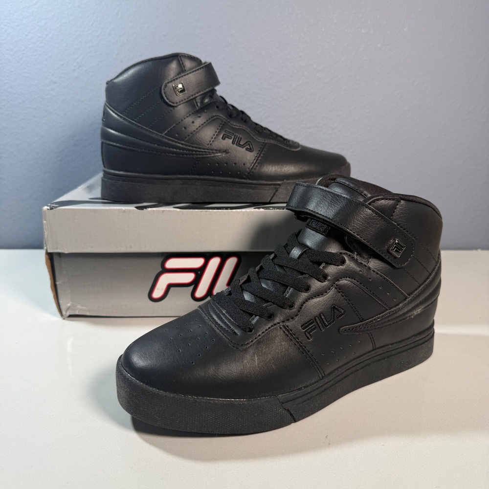 Fila Vulc 13 Mid Plus Sneakers Women 8.5 Black Triple Black Mid Top